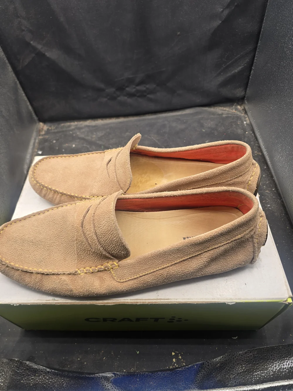 Donald J. Pliner Suede Penny Loafers in Taupe